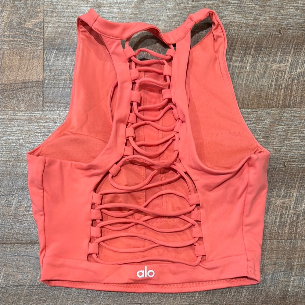 Alo Yoga Movement Strappy Crop Top - Strawberry/Coral size S